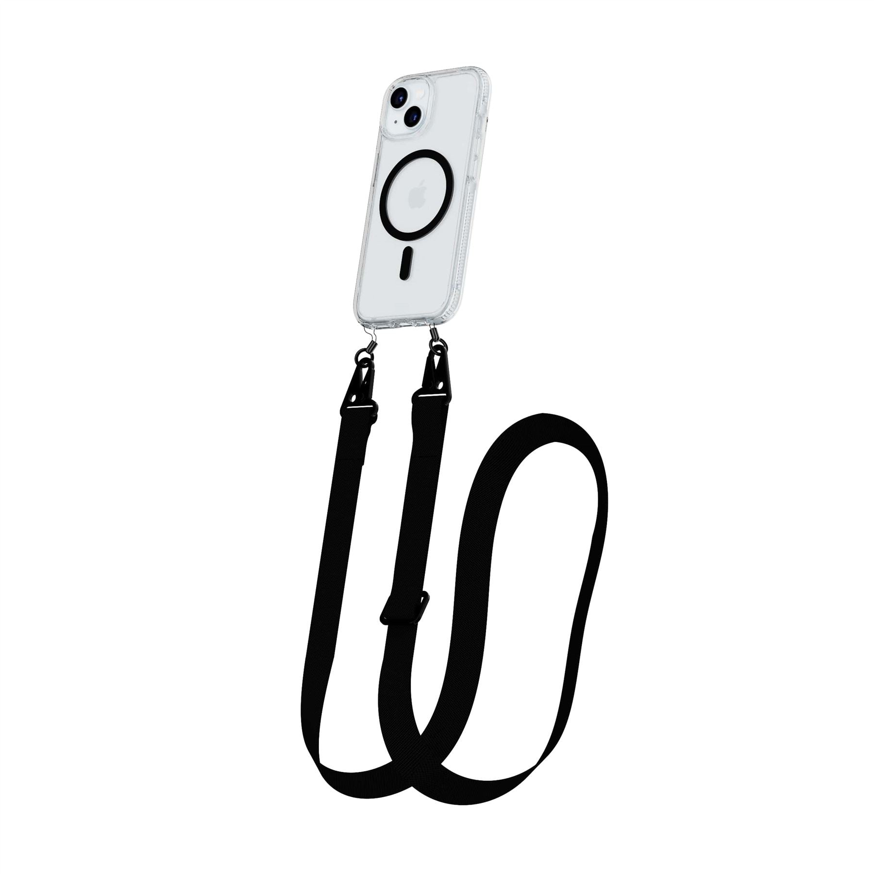 FlexQuartz - Apple iPhone 16e/15 Case MagSafe Compatible with Cross-Body- Black