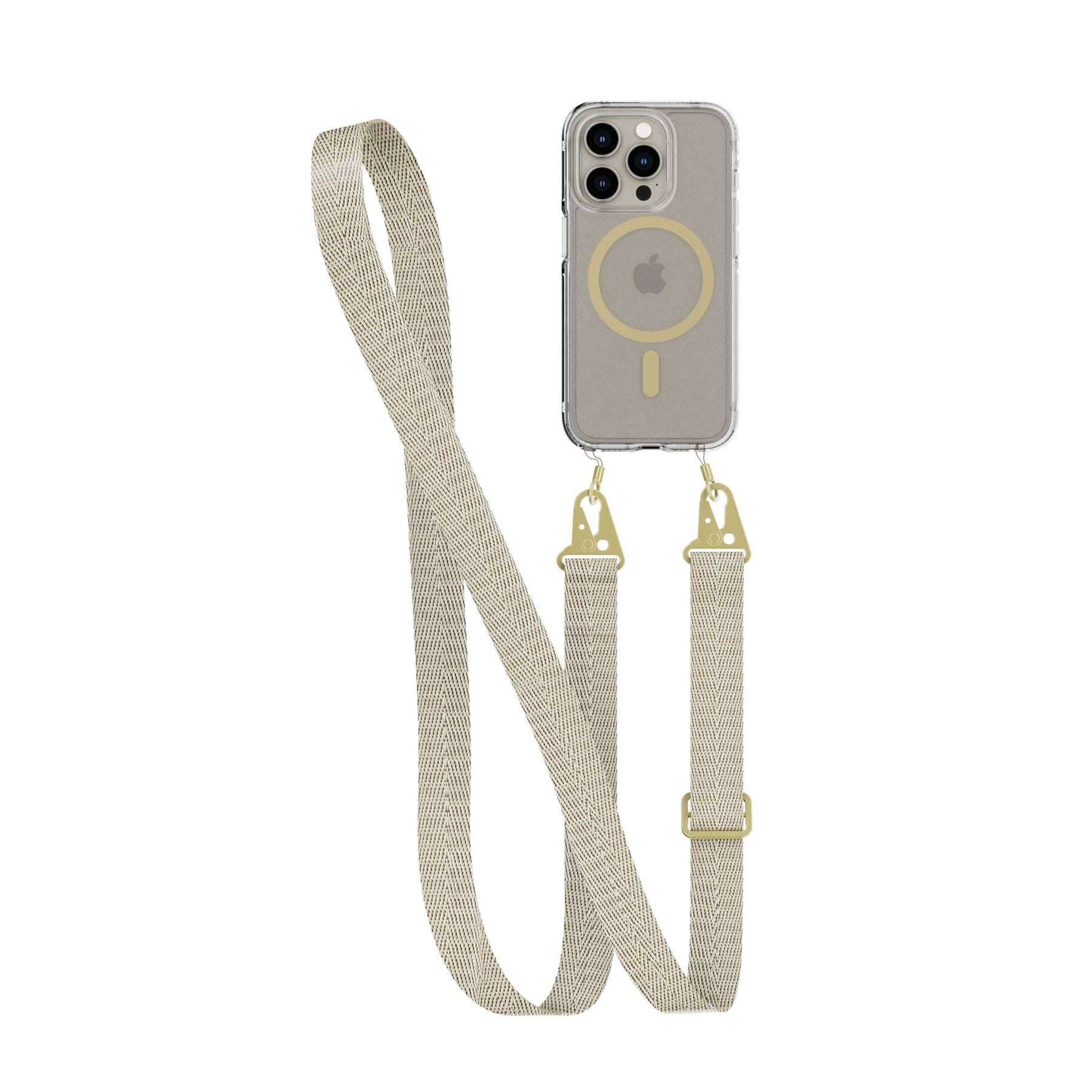 FlexQuartz - Apple iPhone 15 Pro Case MagSafe Compatible with Cross-Body - Gold