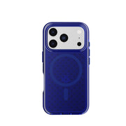View of the back of the phone case from straight on with phone inside#color_electric-blue