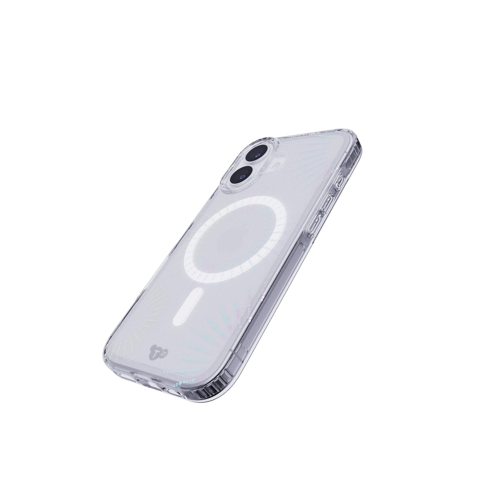 Tilted three-quarter tilted view of back of phone case with phone inside#color_lunar