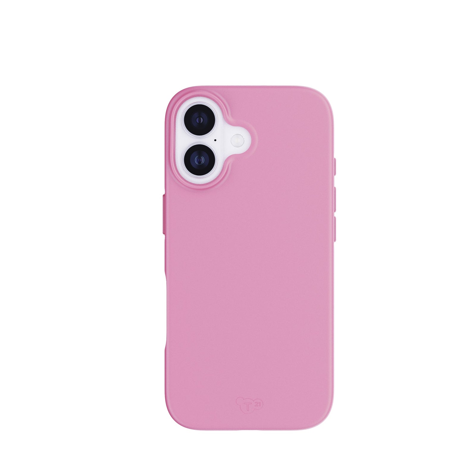 View of the back of the phone case from straight on with phone inside#color_thrift-pink