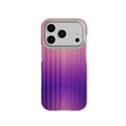 View of the back of the phone case from straight on with phone inside#color_ombre-purple-pink