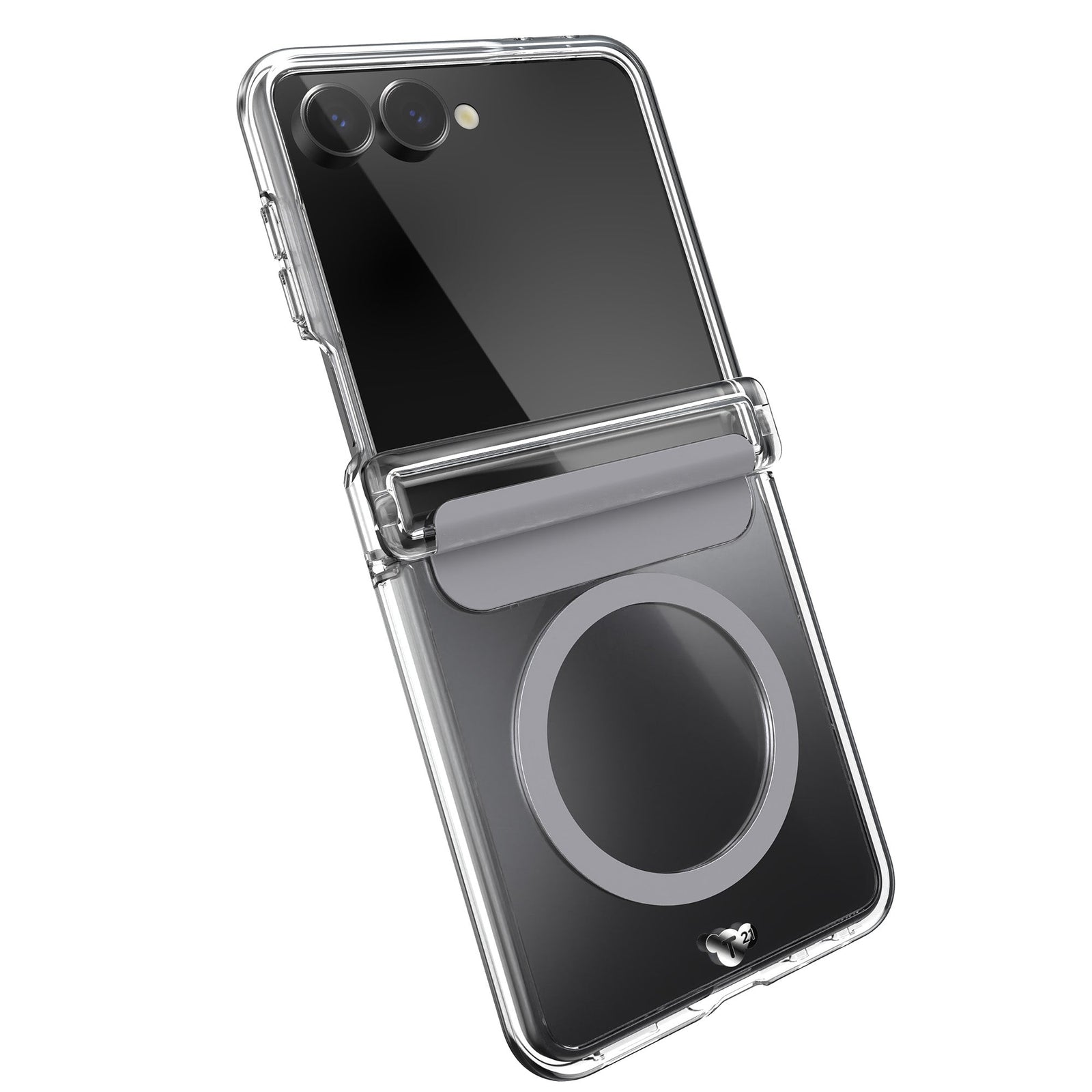 Tilted three-quarter angled view of back of phone case#color_clear