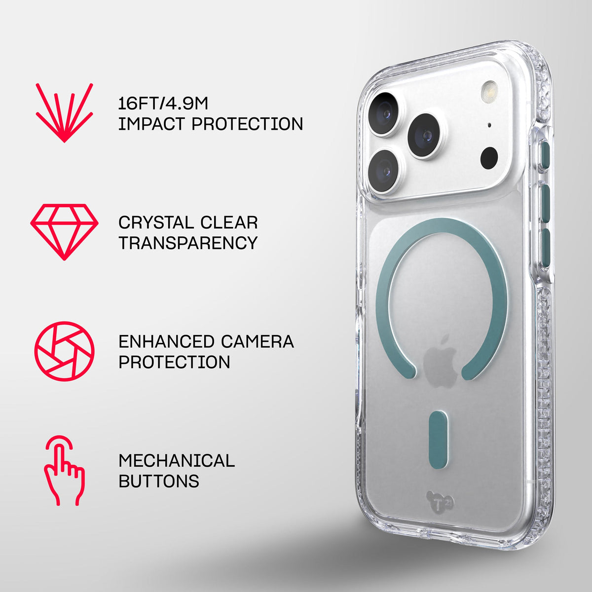 EvoCrystal MagSafe - Apple iPhone 18 Pro/17 Pro Case - Clear/Emerald Dust