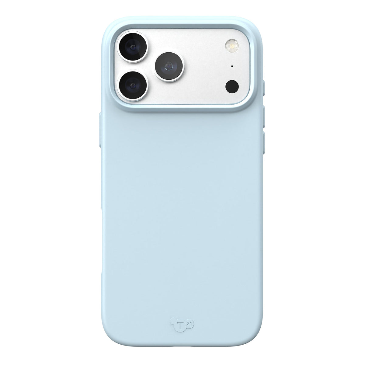View of the back of the phone case from straight on with phone inside#color_cornflower-blue