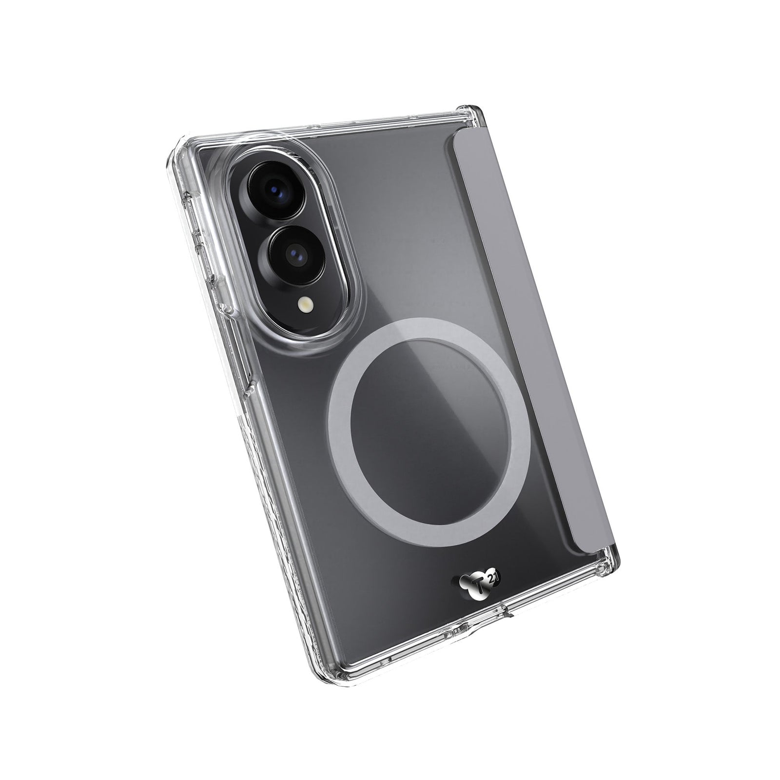 Tilted three-quarter angled view of back of phone case#color_clear