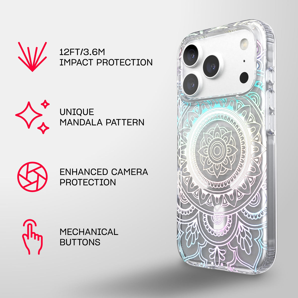 EvoClear Print MagSafe - Apple iPhone 18 Pro/17 Pro Case - Mandala
