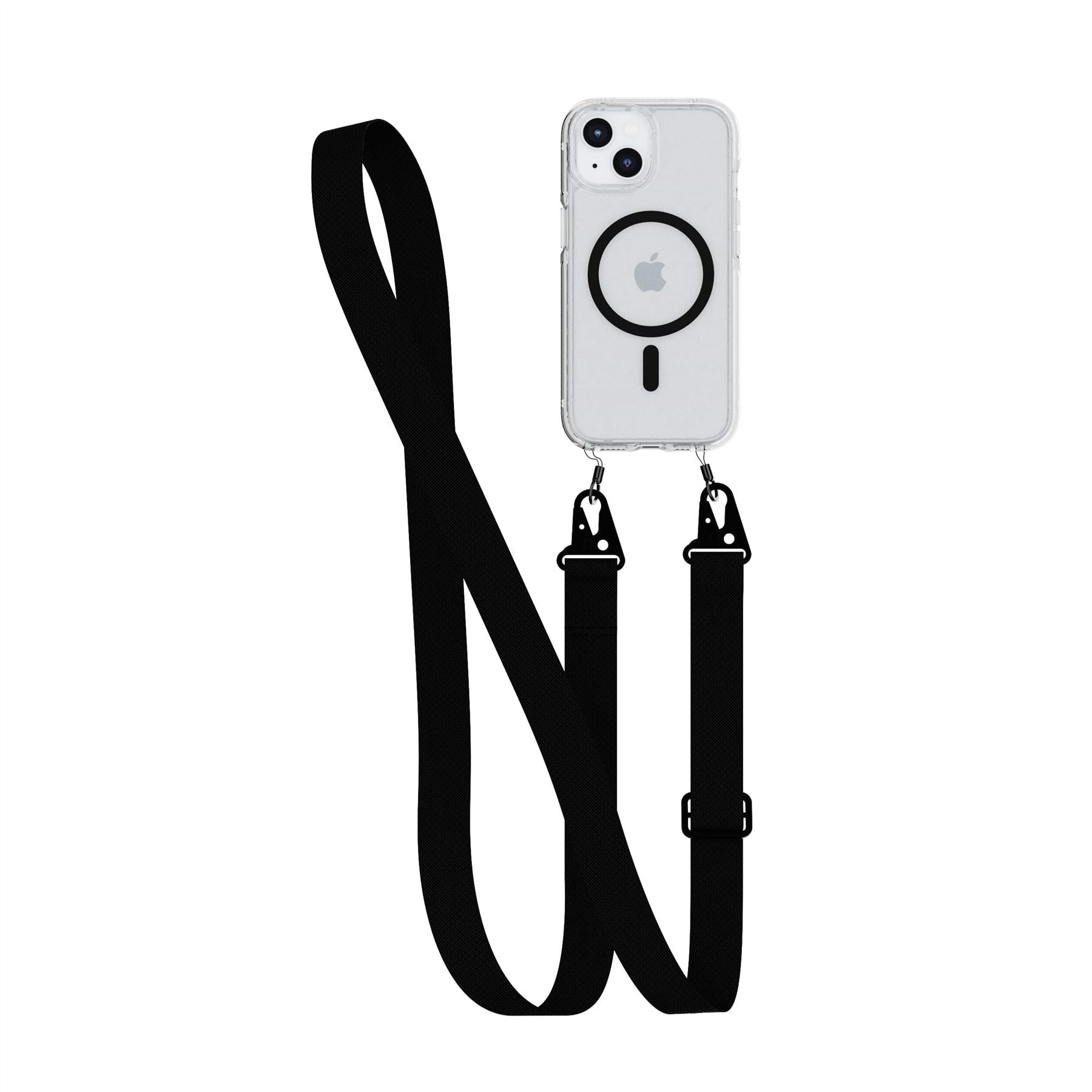 FlexQuartz - Apple iPhone 16e/15 Case MagSafe Compatible with Cross-Body- Black