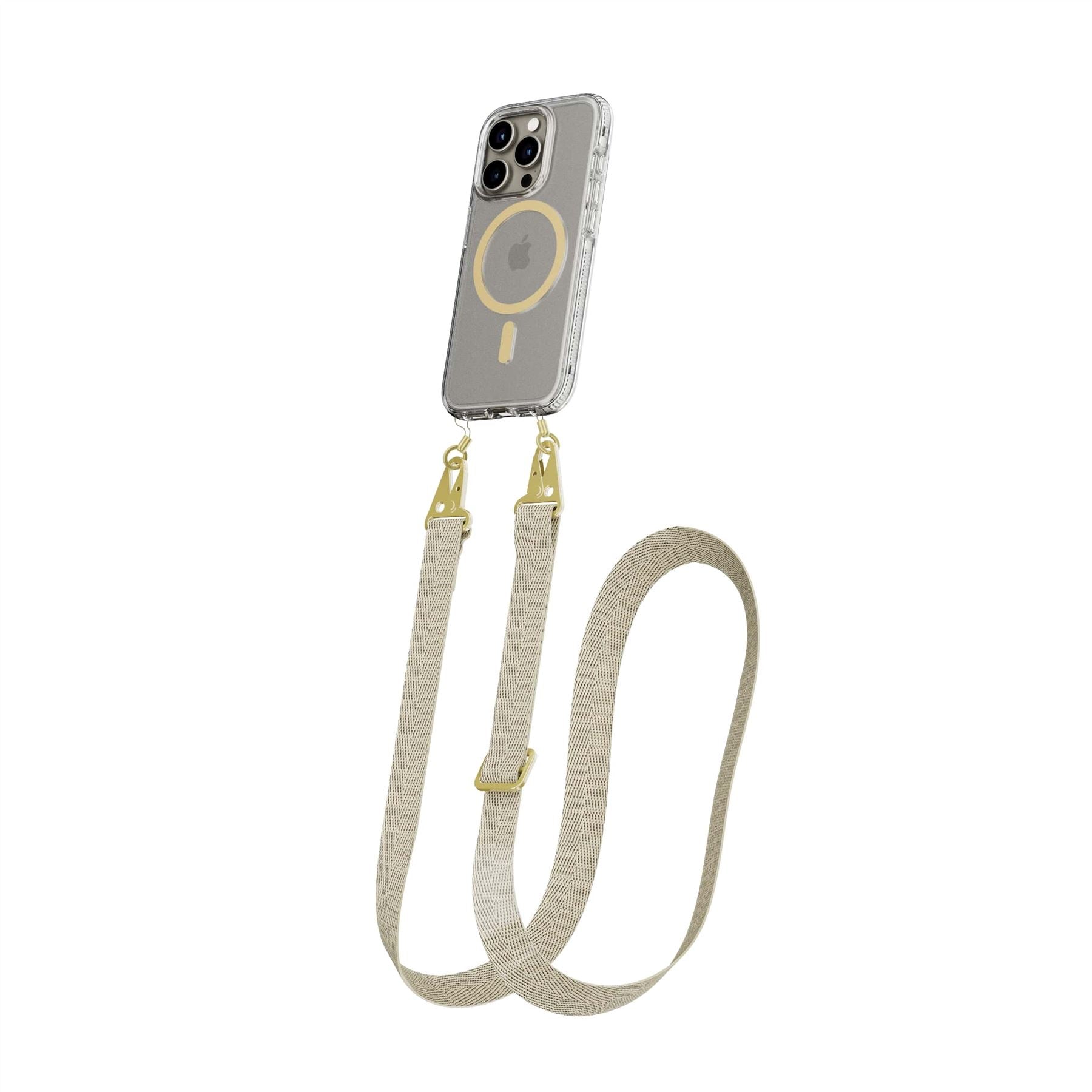 FlexQuartz - Apple iPhone 15 Pro Case MagSafe Compatible with Cross-Body - Gold