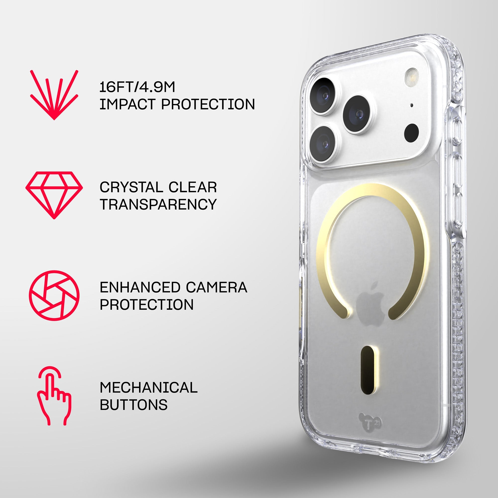 EvoCrystal MagSafe - Apple iPhone 18 Pro/17 Pro Case - Clear/Gold