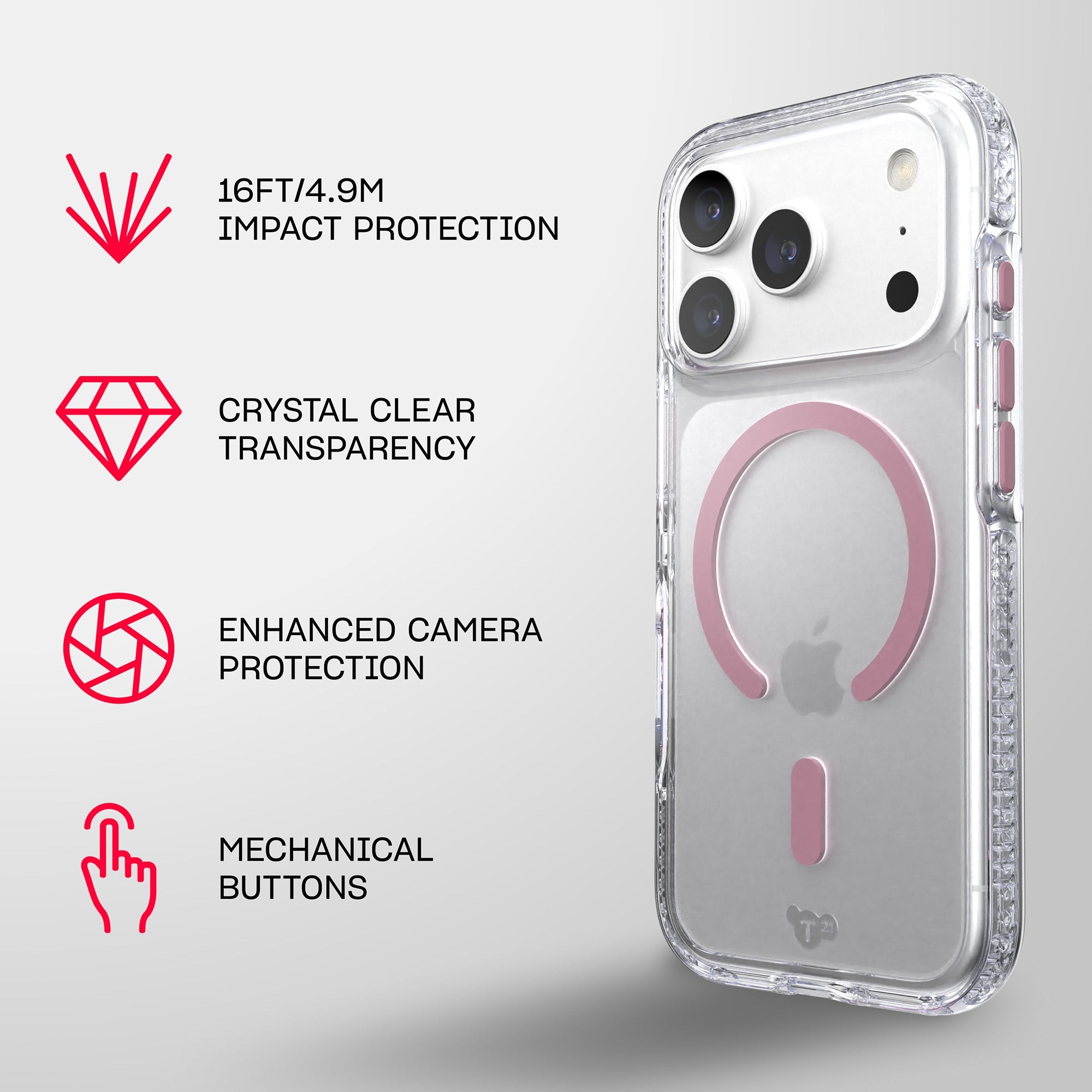 EvoCrystal MagSafe - Apple iPhone 18 Pro/17 Pro Case - Clear/Quartz Pink