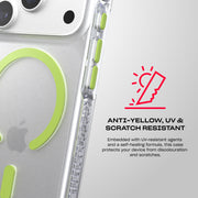 EvoCrystal Glow MagSafe - Apple iPhone 18 Pro/17 Pro Case - Clear/Neon (Glow-in-the-Dark)