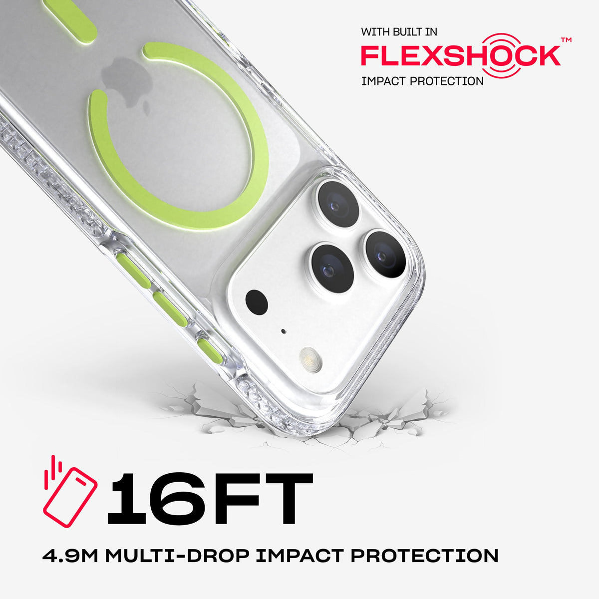 EvoCrystal Glow MagSafe - Apple iPhone 18 Pro/17 Pro Case - Clear/Neon (Glow-in-the-Dark)
