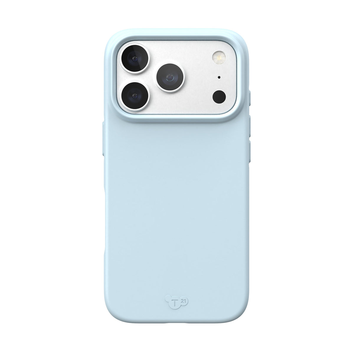 View of the back of the phone case from straight on with phone inside#color_cornflower-blue