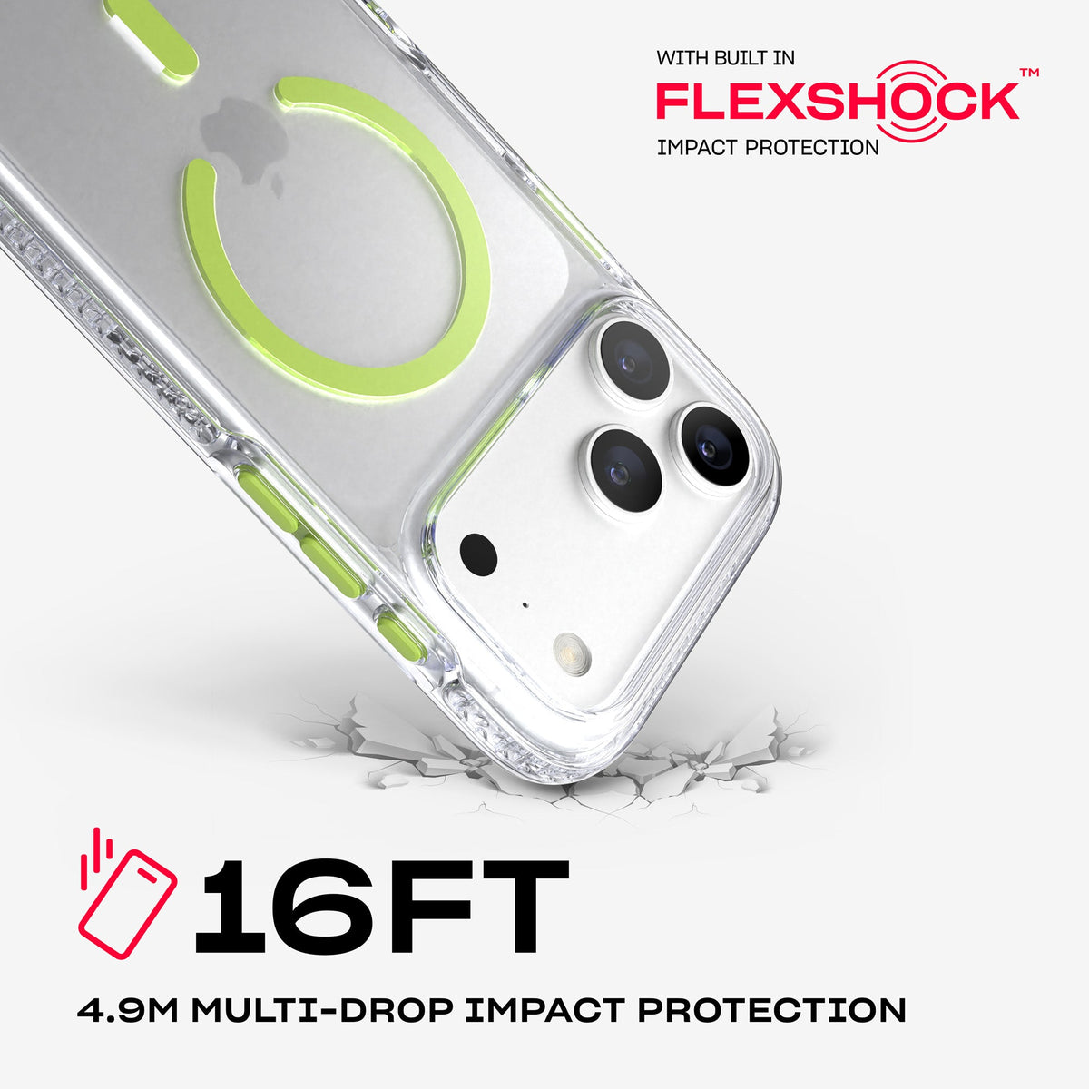 EvoCrystal Glow MagSafe - Apple iPhone 18 Pro Max/17 Pro Max Case - Clear/Neon (Glow-in-the-Dark)